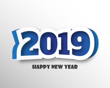 Mutlu yeni yıl 2019. Tebrik kartı. Renkli tasarım. Vektör çizim.