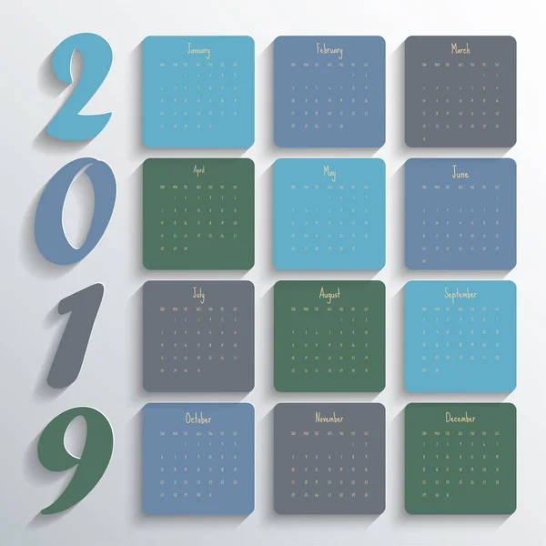 Modèle Calendrier Moderne 2019 Vector Illustration — Image vectorielle