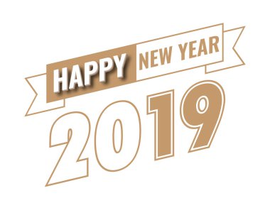 Mutlu yeni yıl 2019. Tebrik kartı. Renkli tasarım. Vektör çizim.