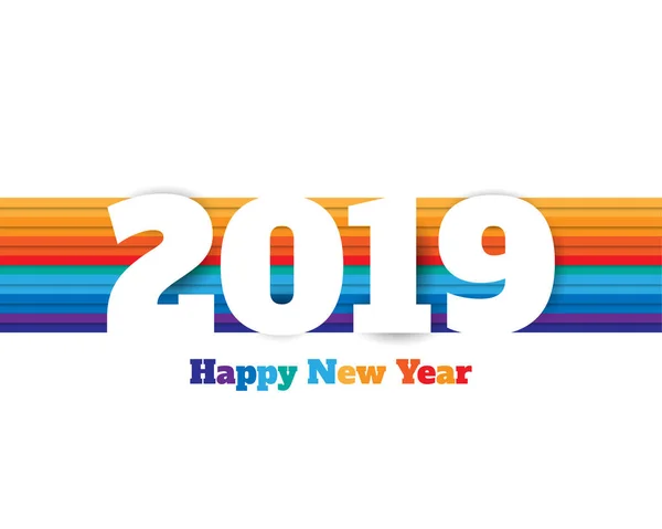 Feliz Ano Novo 2019 Cartão Felicitações Desenho Colorido Ilustração Vetorial —  Vetores de Stock