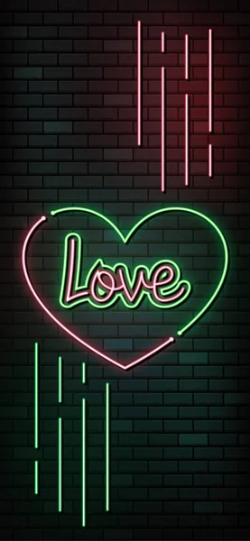 Valentine Day Neon Sign Vector Background — Stock Vector