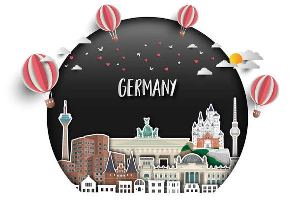 Alemania Landmark Global Travel And Journey fondo de papel. Vec — Vector de stock