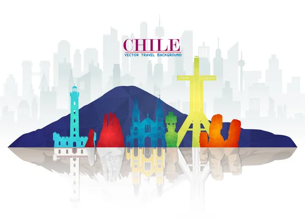 Chile Landmark Global Travel And Journey paper background. Vecto. — Archivo Imágenes Vectoriales