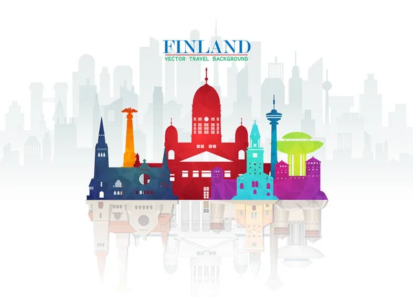 Finlande Landmark Global Travel And Journey paper background. Végétaux — Image vectorielle