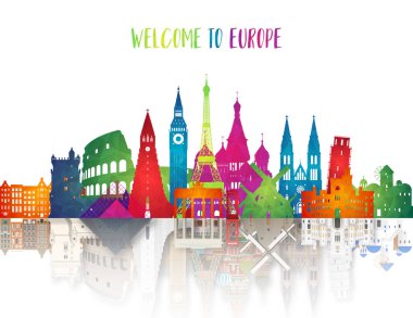 Avrupa ünlü Landmark düşük Poly Art. 3B kağıt Avrupa l yansıtmak