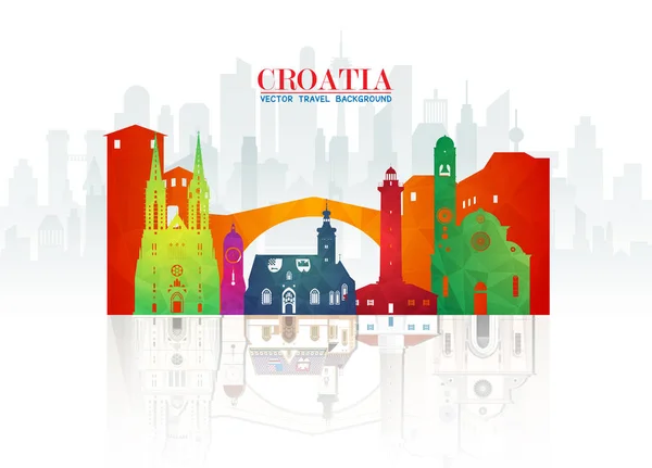 Kroatië Landmark wereldwijde reizen en reis papier achtergrond. VEC — Stockvector