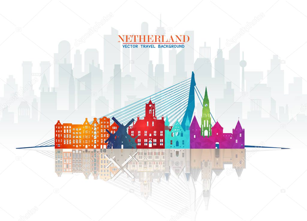 Netherland Landmark Global Travel And Journey paper background. 