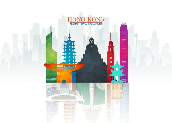 Hong kong tło Landmark globalnej podróży oraz podróży. V — Wektor stockowy