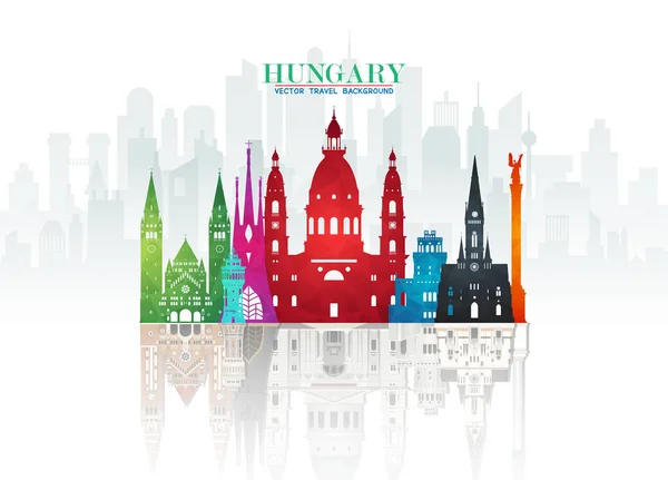 Hongrie Landmark Global Travel And Journey papier fond. Végétaux — Image vectorielle