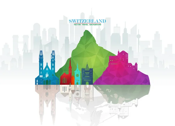 Switzerland Landmark Global Travel And Journey paper background. — Stock Vector
