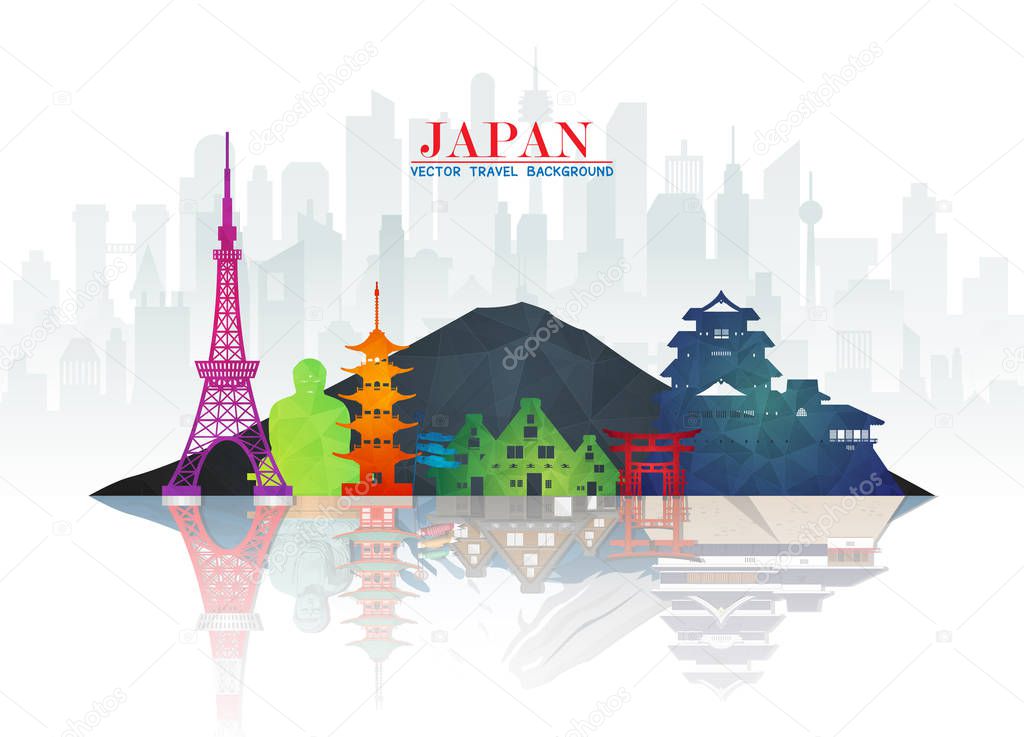 Japan Landmark Global Travel And Journey paper background. Vecto