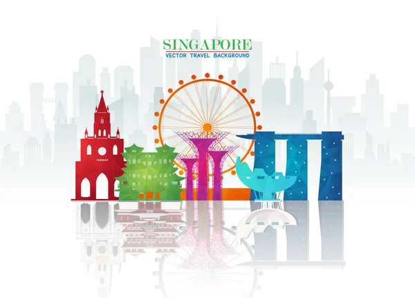 Singapour Landmark Global Travel And Journey papier fond. V — Image vectorielle