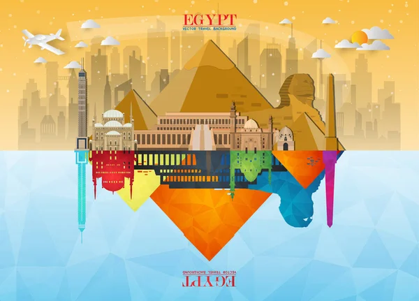 Ägypten Wahrzeichen globalen Reise-und Reise-Papier Hintergrund. Vecto — Stockvektor