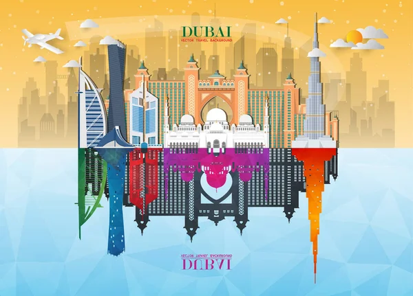 Дубаї Орієнтир глобальному подорожей і подорож фоновий рисунок тло. Vecto — стоковий вектор