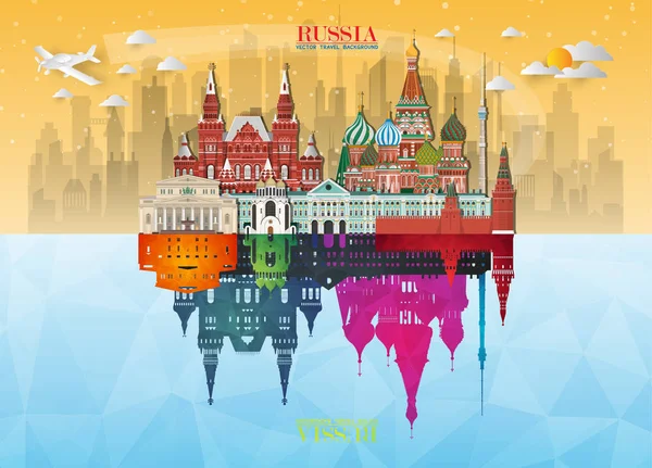 Russia Landmark Global Travel And Journey paper background. Vect