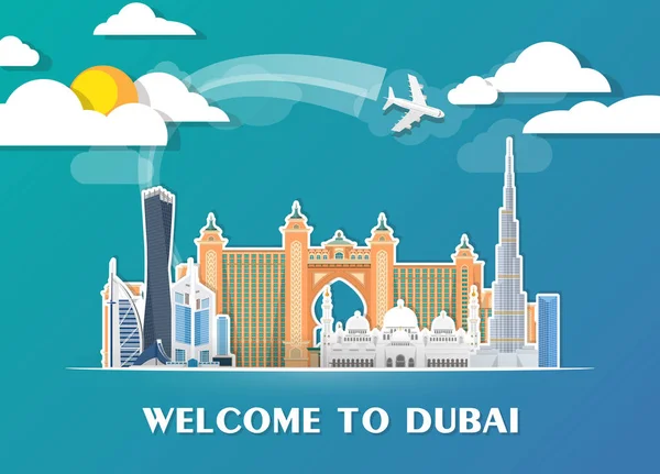 迪拜旅游信息图 矢量插图 — 图库矢量图片