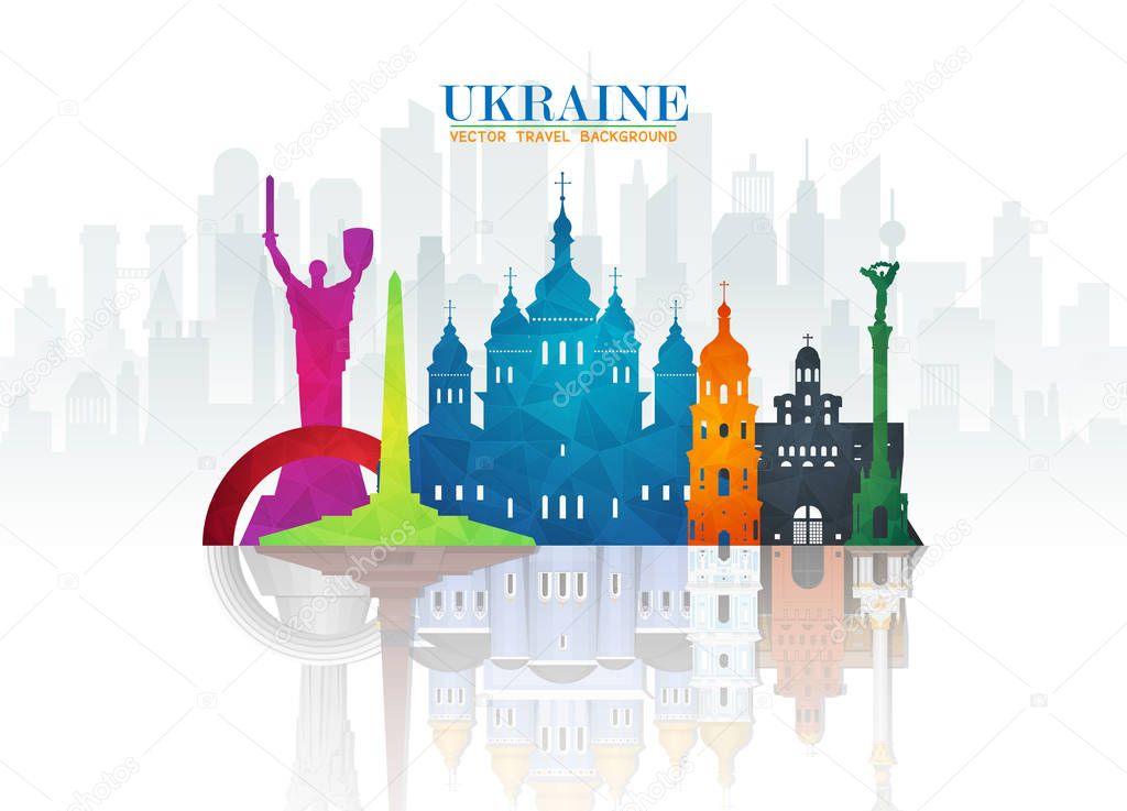 Ukraine Landmark Global Travel And Journey paper background. Vec