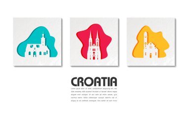 Hırvatistan Simgesel Yapı küresel seyahat ve yolculuk kağıt arka plan. VEC