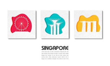 Singapur Simgesel Yapı küresel seyahat ve yolculuk kağıt arka plan. V