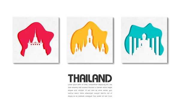 タイ ランドマーク世界的な旅行および旅行の用紙の背景。Ve — ストックベクタ