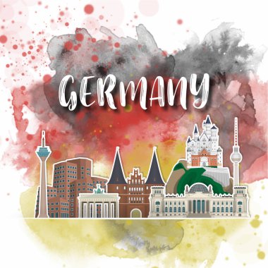 Almanya Landmark Global Seyahat Ve Yolculuk suluboya arka plan