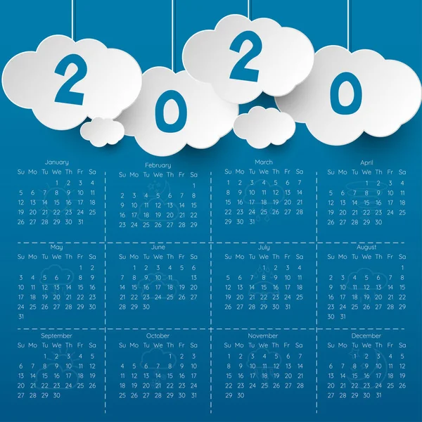 2020 Modelo de calendário moderno .Vector / ilustração . — Vetor de Stock