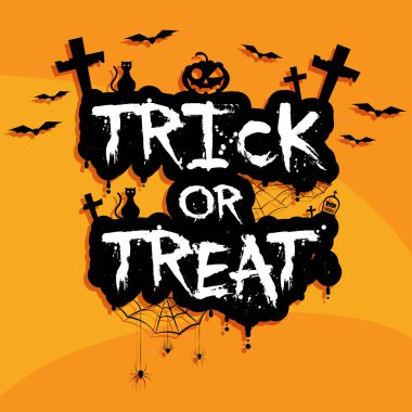 mezarlık ve ev ile düz tasarım Halloween arka plan. Vecto