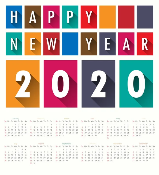 2020 Modello di calendario moderno .Vector / illustrazione . — Vettoriale Stock