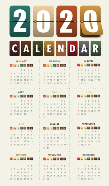 2020 moderne kalender sjabloon. Vector/illustratie. — Stockvector