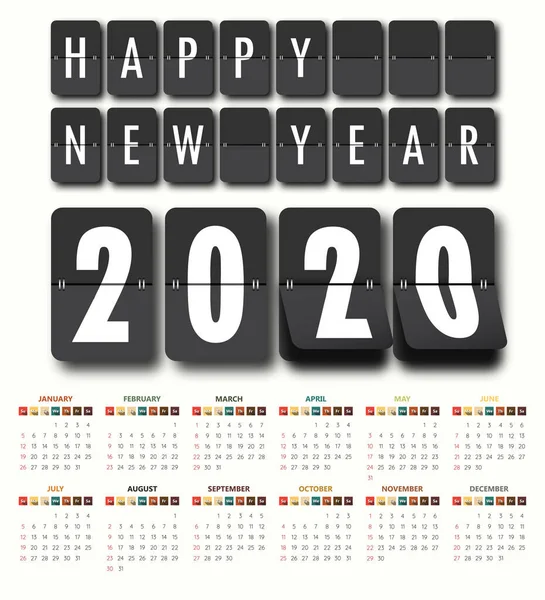 2020 Modello di calendario moderno .Vector / illustrazione . — Vettoriale Stock