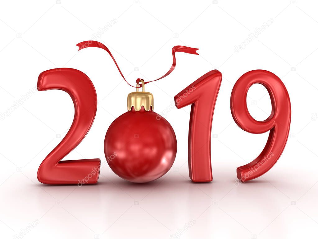 New year 2019. 3d render and computer generated image.