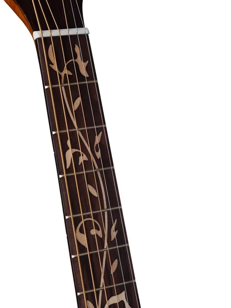 Acoustic Guitar Flower Inlay Fingerboard Sound Hole Clipping Path Isolated — Stock Photo, Image