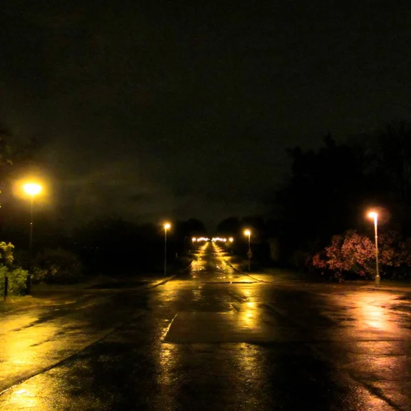 Calm Rainy Night Warm Light — Stock Photo, Image