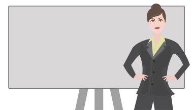 Bir iş kadını sunuma hazır.