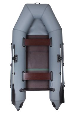 İki Kişilik şişme lastik tekne. Beyaz arka plan üzerinde dikey izole