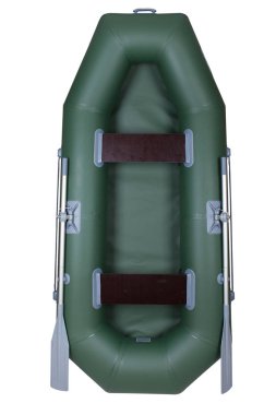 İki Kişilik şişme lastik tekne. Beyaz arka plan üzerinde dikey izole