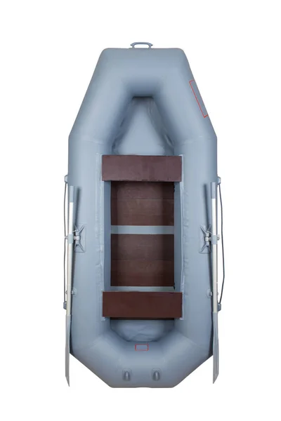 Uppblåsbar gummibåt för två. isolerad på vit bakgrund, vertikal — Stockfoto