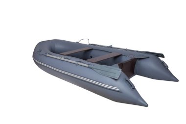 İki Kişilik şişme lastik tekne. Beyaz arka plan üzerinde izole, yandan görüntülemek