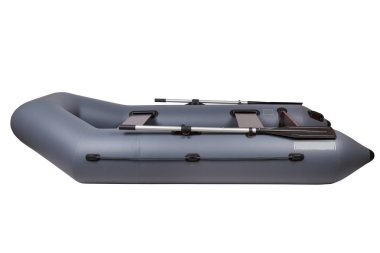 İki Kişilik şişme lastik tekne. Beyaz arka plan üzerinde izole, yandan görüntülemek