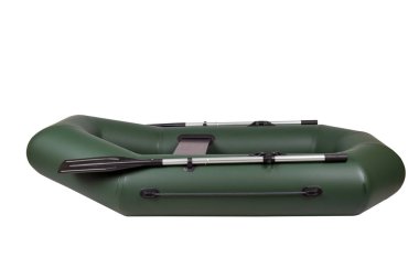 İki Kişilik şişme lastik tekne. Beyaz arka plan üzerinde izole, yandan görüntülemek