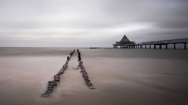 Ünlü Deniz Köprüsü Heringsdorf Almanya Usedom Adası üzerinde