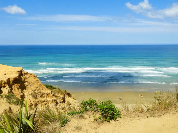 View Baylys Beach Blue Water Blue Sky Shot Top Cliff — Stock Photo, Image