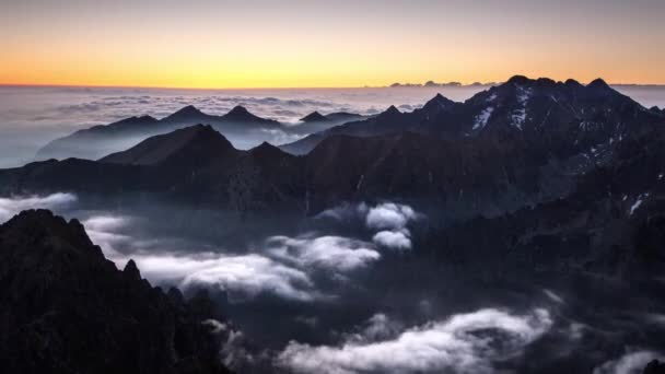 Tidsinställd Sunset Bergslandskap Tatrabergen Rysy Slovakien — Stockvideo