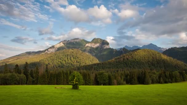 Zaman Atlamalı Gündoğumu Manzara Dağ Tatranska Javorina Slovakya — Stok video