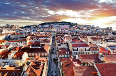 Santa Justa Asansör, Portekiz Lizbon manzarası