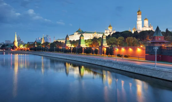 Moscou Kremlin Nuit Russie Avec Rivière — Photo