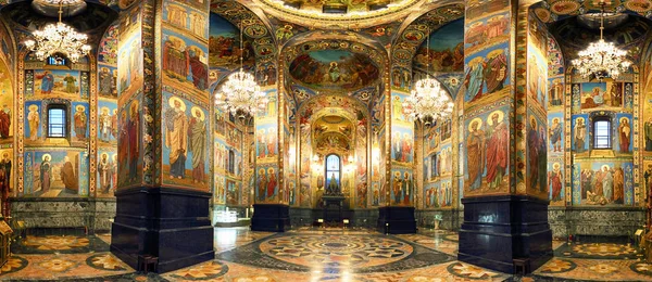 Interior Iglesia Del Salvador Sobre Sangre Derramada San Petersburgo Rusia —  Fotos de Stock