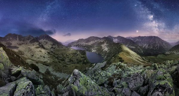 Γαλαξίας Επάνω Από Tatras Βουνό Πανόραμα Σλοβακία Από Hladke Sedlo — Φωτογραφία Αρχείου