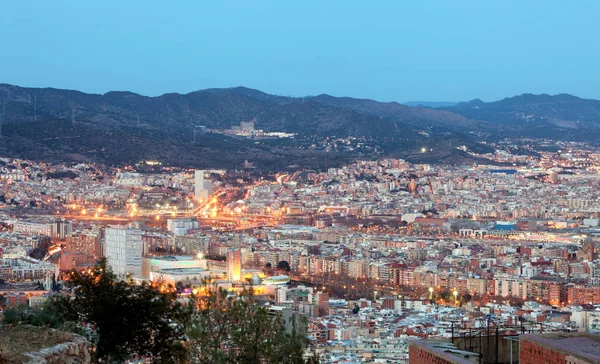 Espanha Cityscape Barcelona Noite — Fotografia de Stock