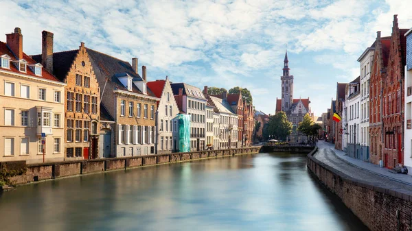 Canais Bruges Bélgica Pôr Sol — Fotografia de Stock